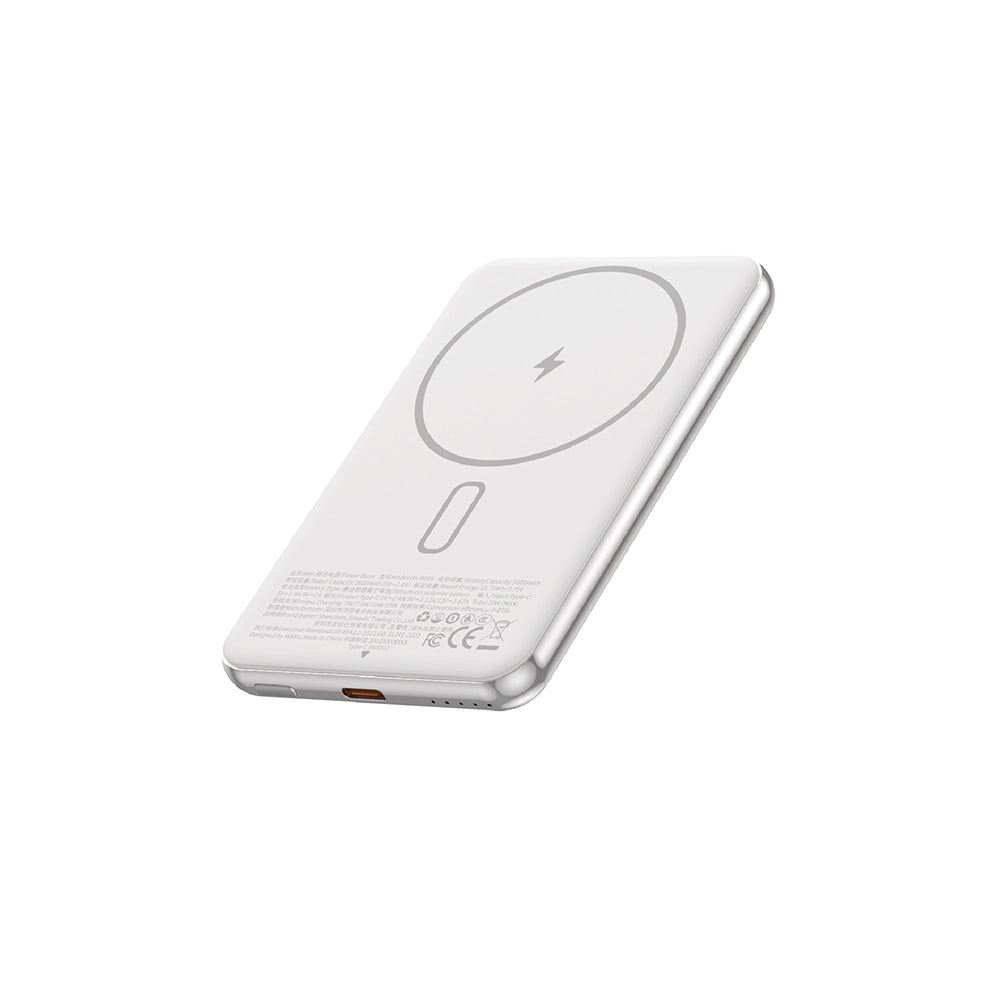 Wiwu Wi-P088 LED Işık Göstergeli PD 20W Kablosuz Powerbank 5000mAh 15W Gümüş