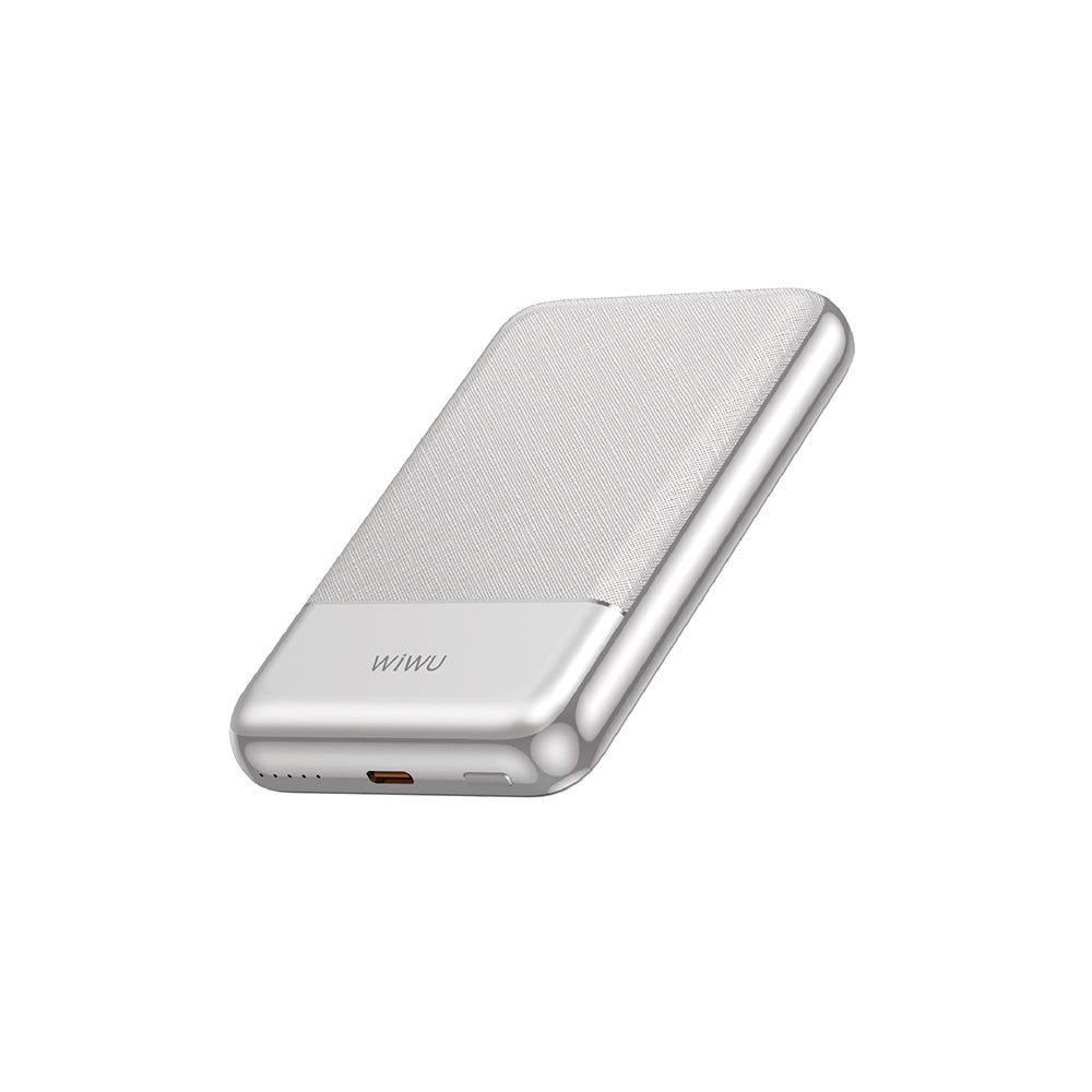 Wiwu Wi-P089 LED Işık Göstergeli PD 20W Kablosuz Powerbank 10.000mAh 15W Gümüş