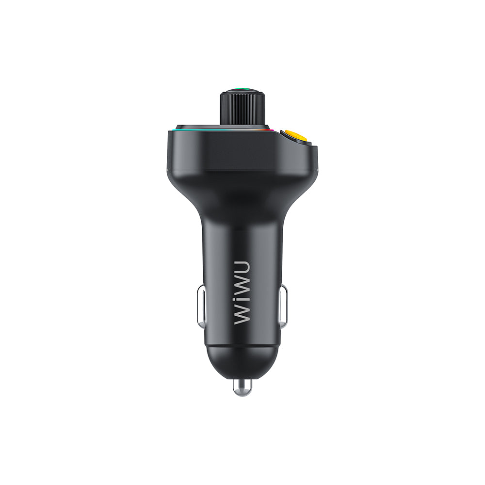 Wiwu Wi-QC031 RGB Bluetooth Transmitter MP3 Type-C ve USB-A Araç Şarjı Siyah