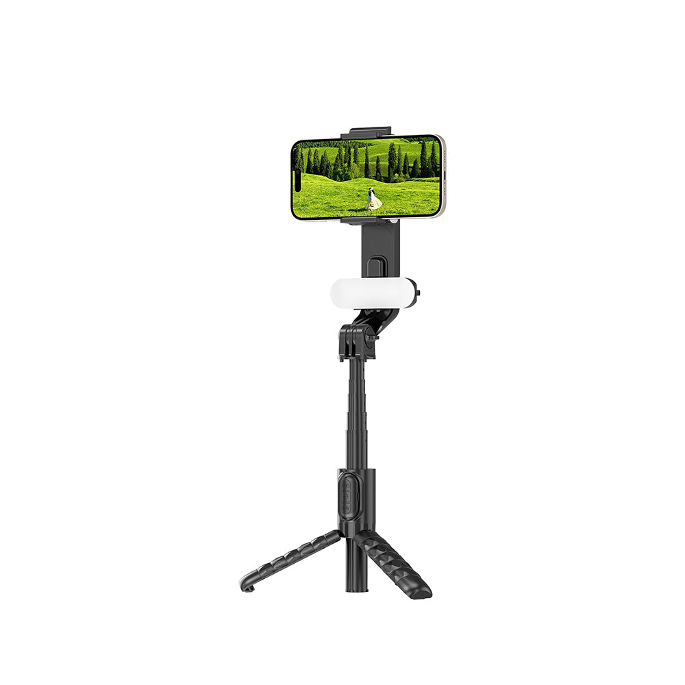 Wiwu Wi-SE013 Dolgu Işıklı Teleskopik Tripod ve Mini Selfie Çubuğu Siyah