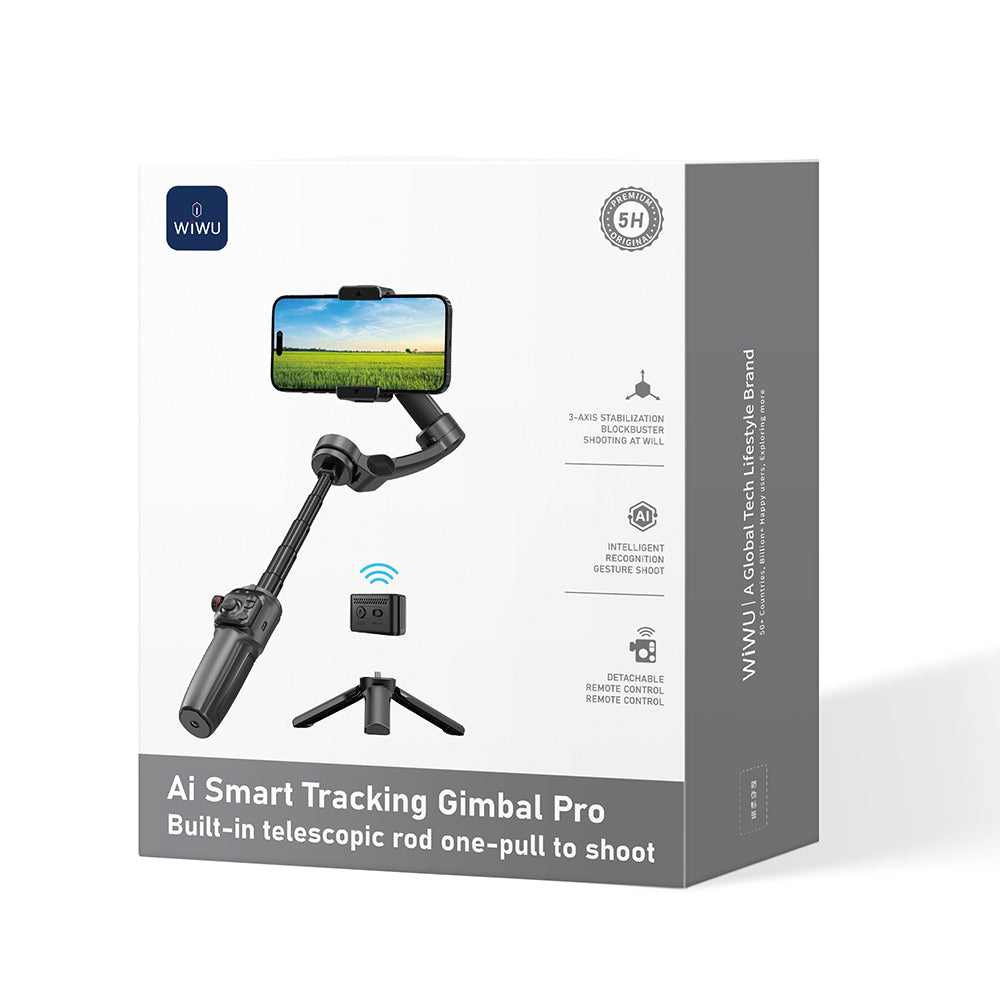 Wiwu Wi-SE016 Yapay Zeka Destekli Canlı Yayın Dolgu Işıklı Gimbal Stabilizatör Siyah