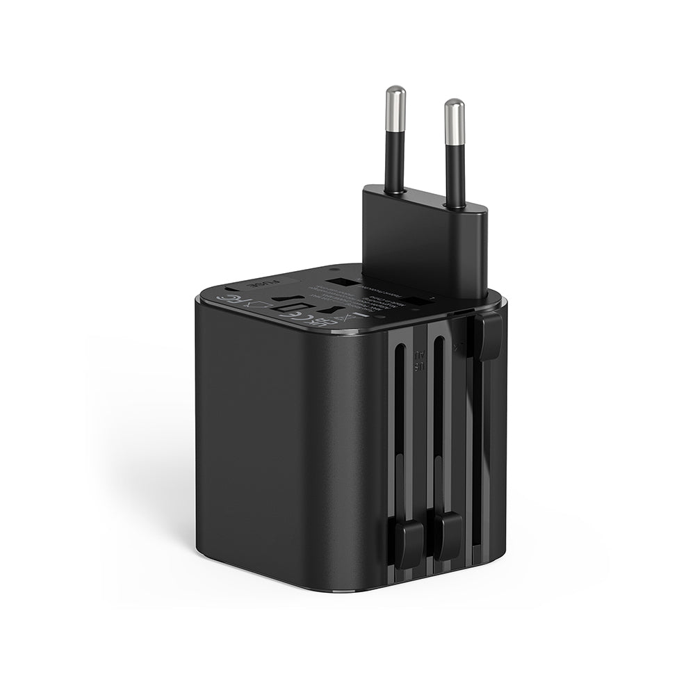 Wiwu Wi-UA005 Çoklu Universal TR/US/UK/AUS/EU Uyumlu Seyahat Şarj Adaptörü 2500W Siyah