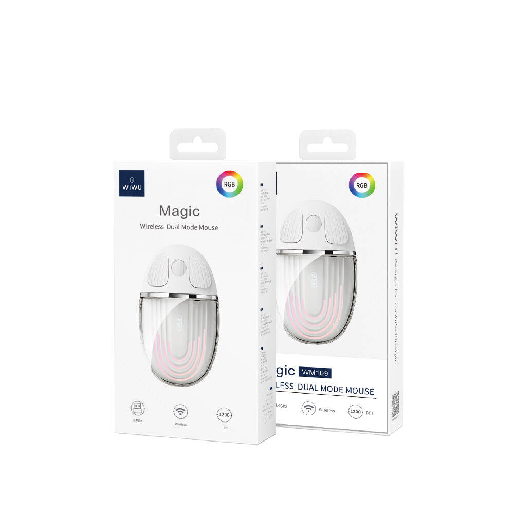 Wiwu WM109 Magic Wimice Serisi Şeffaf Tasarımlı Kablosuz Mouse 1200 DPI Beyaz