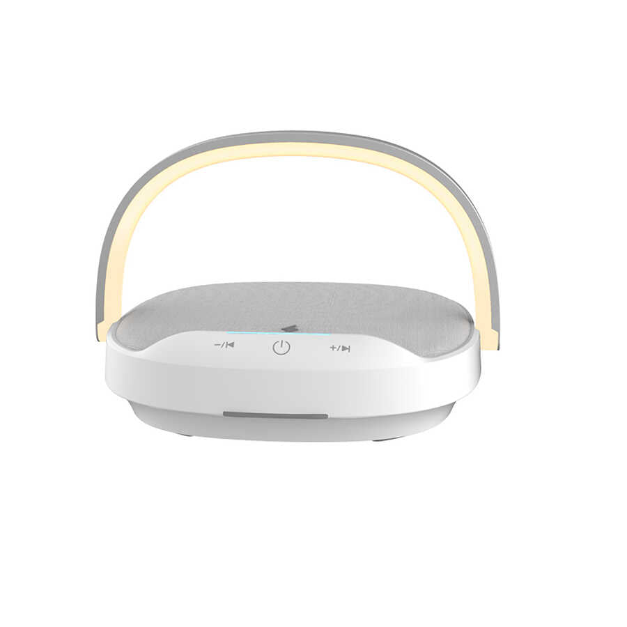 Wiwu Y1 Gece Lambalı Ve Kablosuz Şarj Standlı Bluetooth Speaker Hoparlör Gri