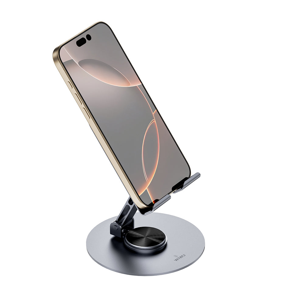 Wiwu ZM-014 Taşınabilir Katlanabilir 360° Dönebilen Metal Telefon ve Tablet Standı Gri