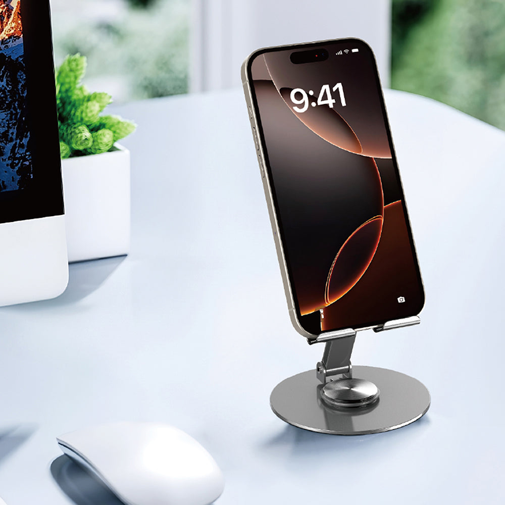 Wiwu ZM-014 Taşınabilir Katlanabilir 360° Dönebilen Metal Telefon ve Tablet Standı Gri