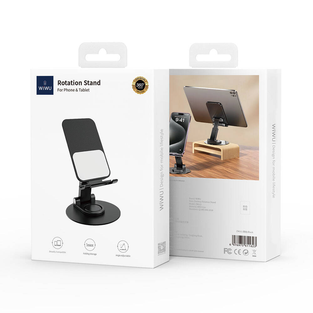 Wiwu ZM011 Taşınabilir Katlanabilir 360 Dönebilen Metal Telefon ve Tablet Standı - enzaksesuar