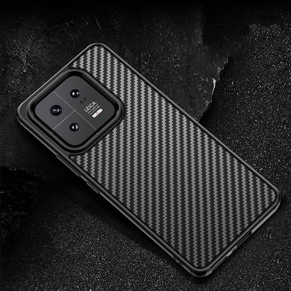 Xiaomi Mi 13 Pro Kılıf Aramid Karbon Fiber Magsafe Özellikli Wlons Radison Kılıf Siyah