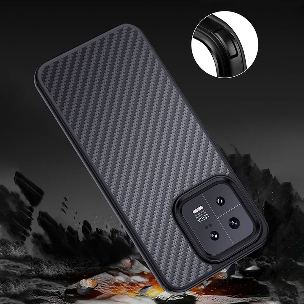 Xiaomi Mi 13 Pro Kılıf Aramid Karbon Fiber Magsafe Özellikli Wlons Radison Kılıf Siyah