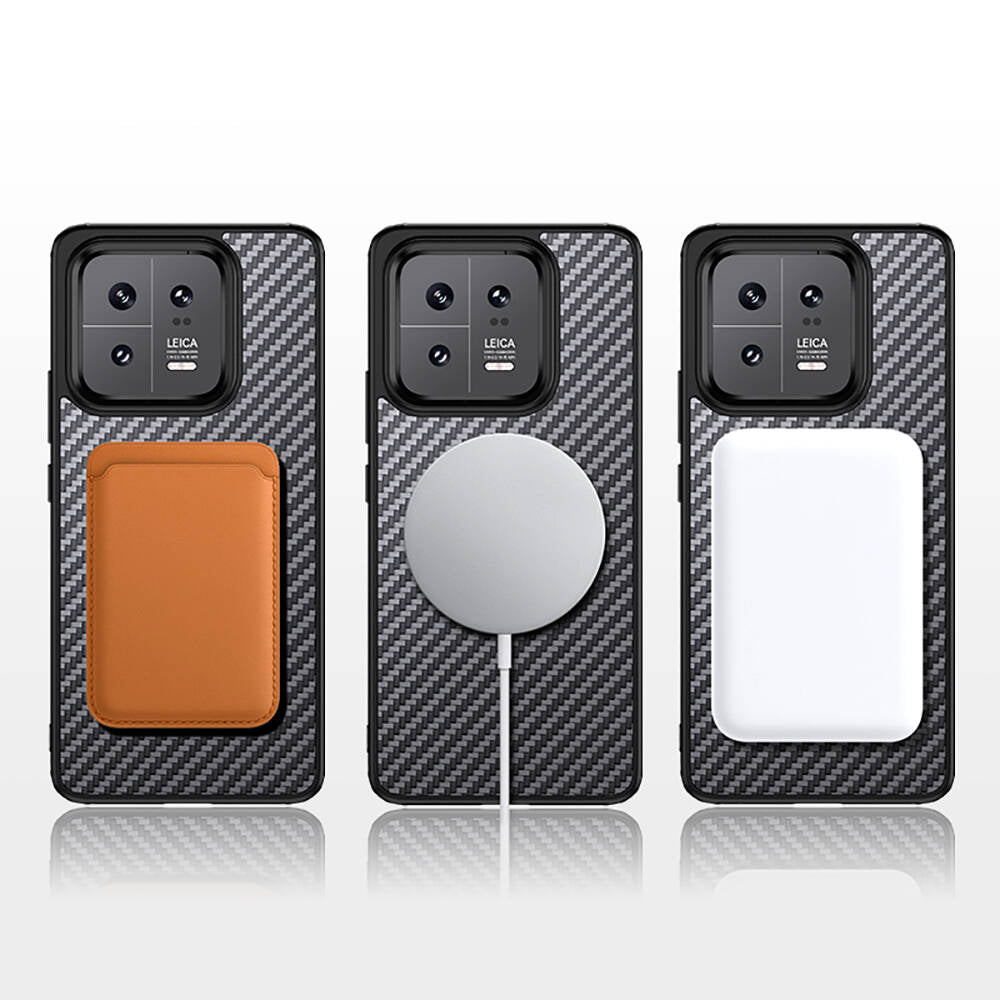 Xiaomi Mi 13 Pro Kılıf Aramid Karbon Fiber Magsafe Özellikli Wlons Radison Kılıf Siyah