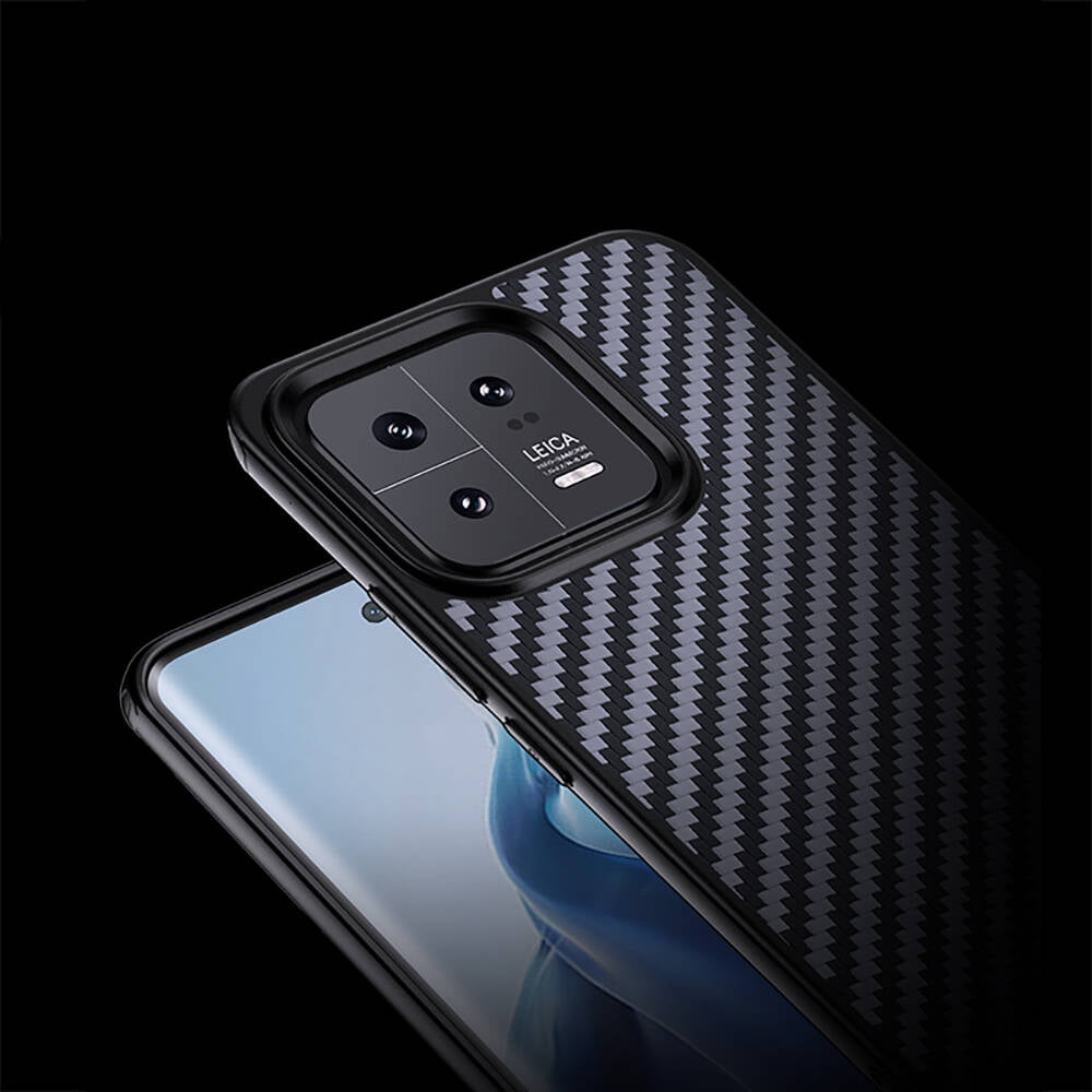 Xiaomi Mi 13 Pro Kılıf Aramid Karbon Fiber Magsafe Özellikli Wlons Radison Kılıf Siyah