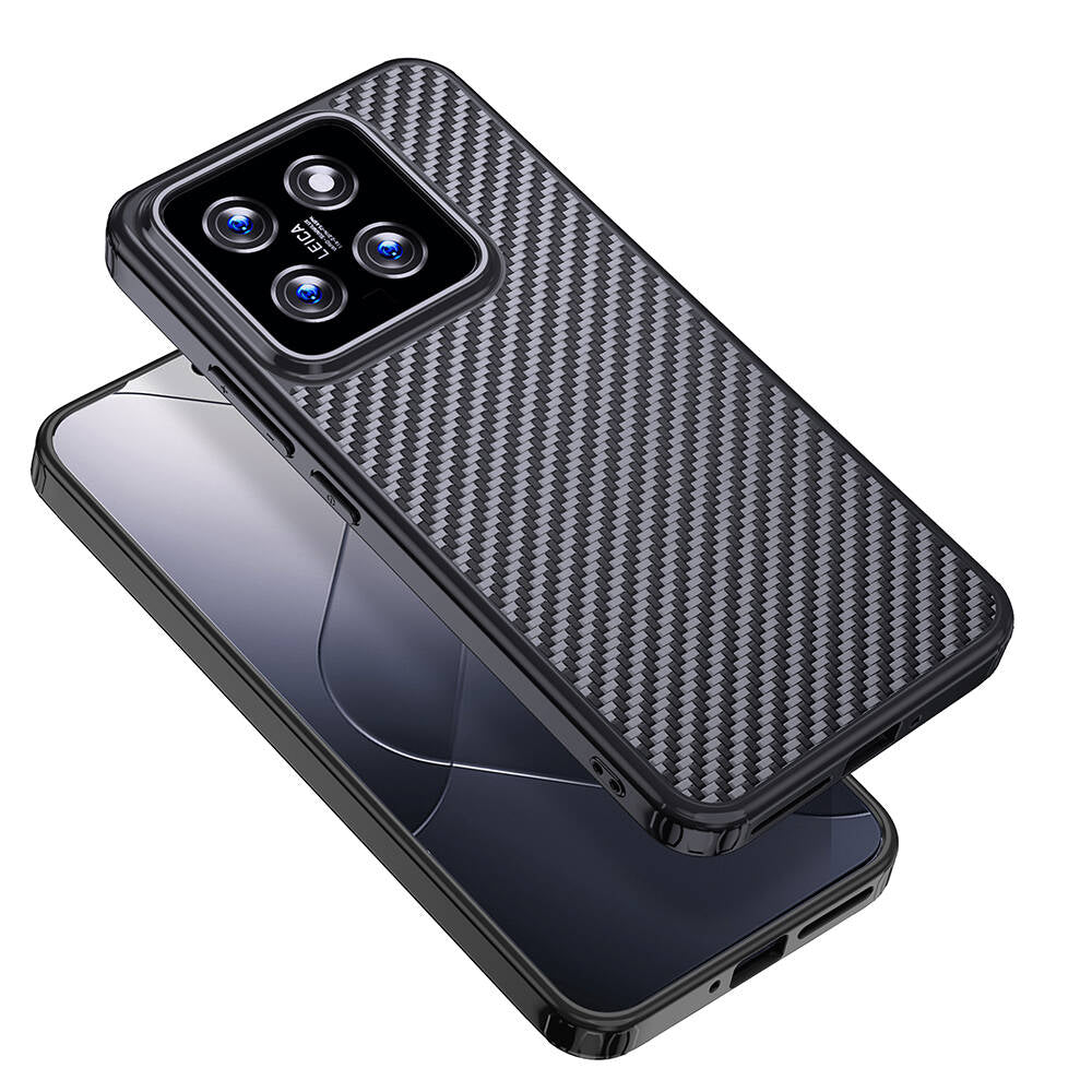 Xiaomi Mi 14 Pro Kılıf Aramid Karbon Fiber Magsafe Özellikli Wlons Radison Kılıf Siyah