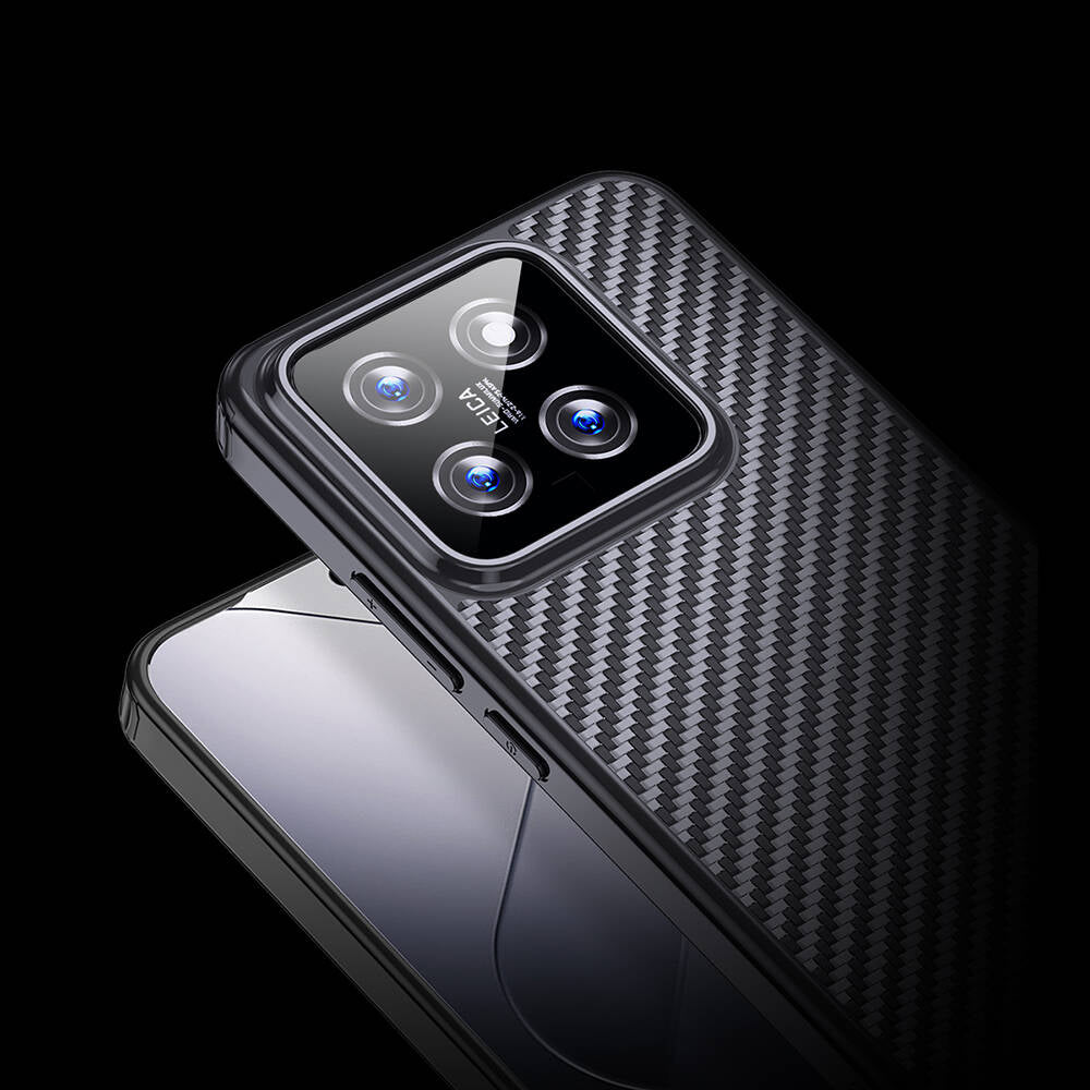 Xiaomi Mi 14 Pro Kılıf Aramid Karbon Fiber Magsafe Özellikli Wlons Radison Kılıf Siyah