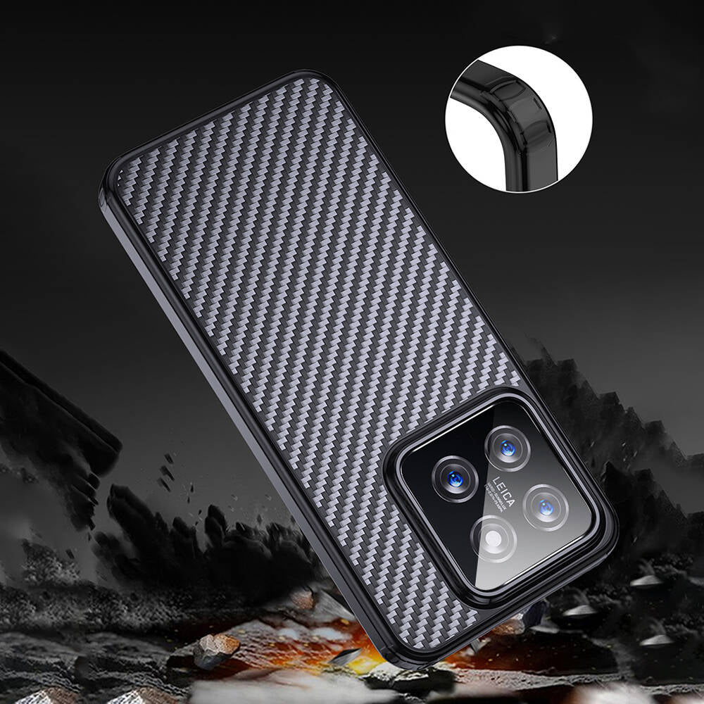 Xiaomi Mi 14 Pro Kılıf Aramid Karbon Fiber Magsafe Özellikli Wlons Radison Kılıf Siyah