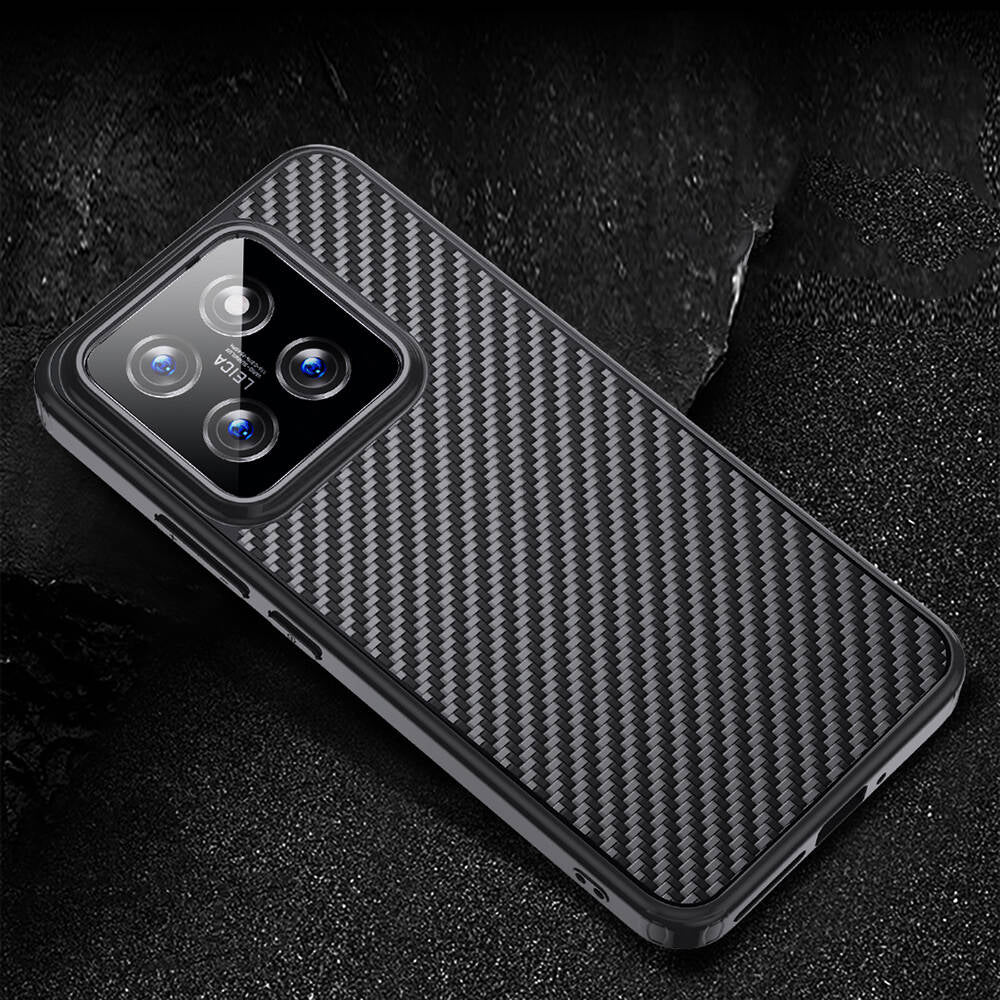 Xiaomi Mi 14 Pro Kılıf Aramid Karbon Fiber Magsafe Özellikli Wlons Radison Kılıf Siyah