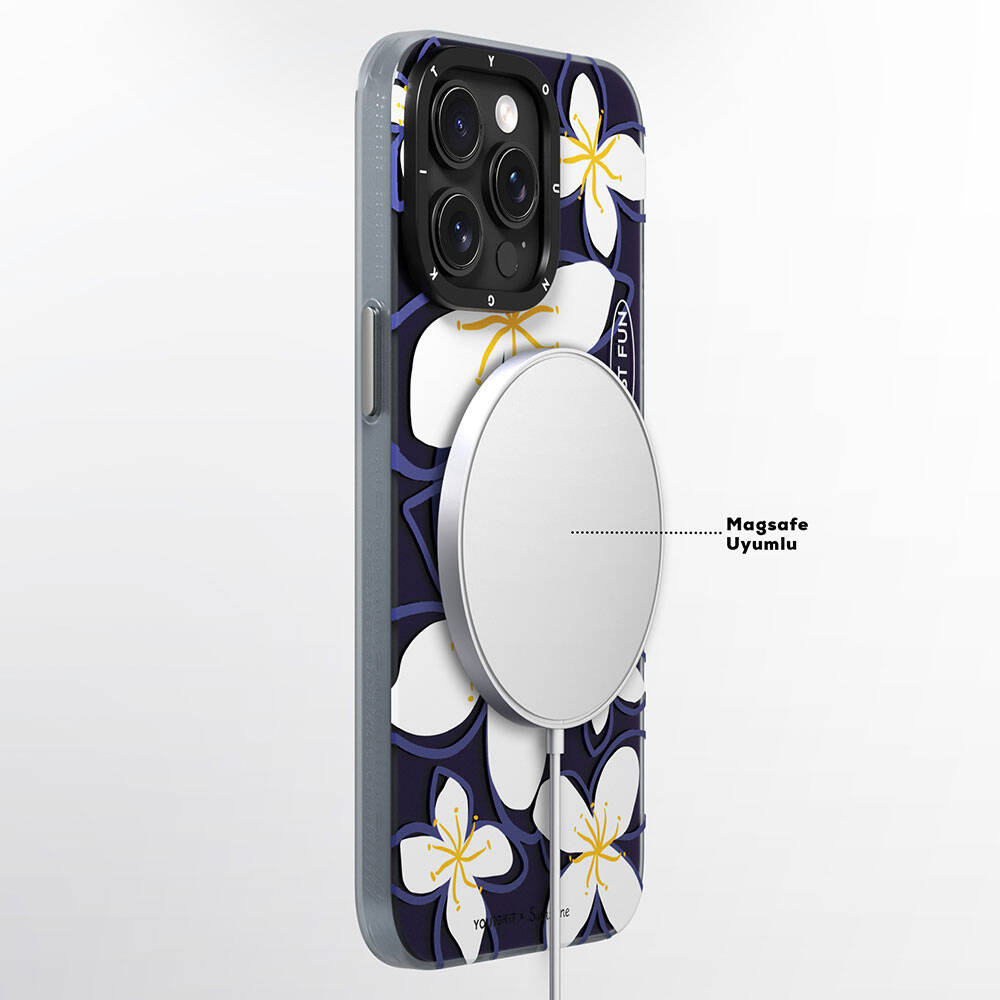 iPhone 15 Pro Max Kılıf Magsafe Şarj Özellikli Sunshine Tasarımlı Youngkit Smile Serisi Kılıf Lacivert