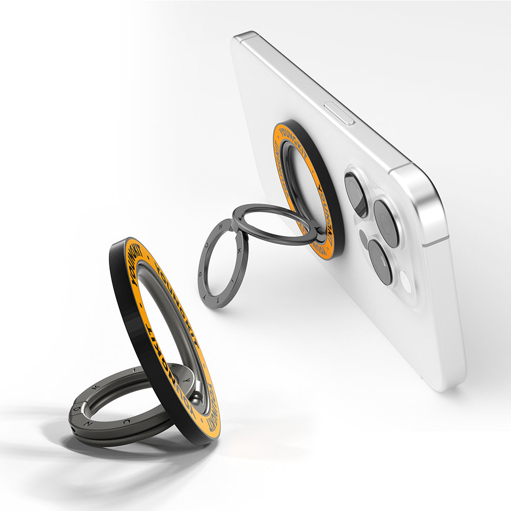 Youngkit Magnetik 360 Derece Dönebilen Double Ring Serisi Parmak Ring Stand Siyah
