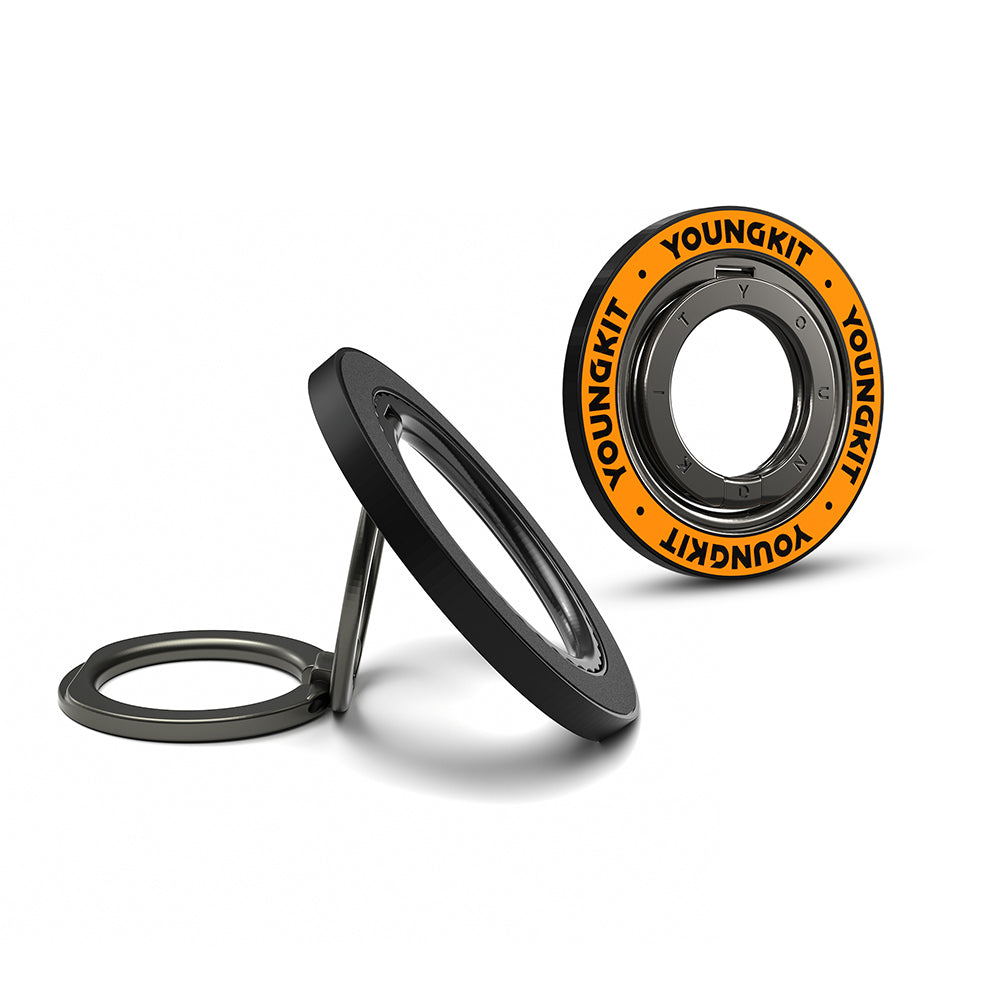 Youngkit Magnetik 360 Derece Dönebilen Double Ring Serisi Parmak Ring Stand Siyah