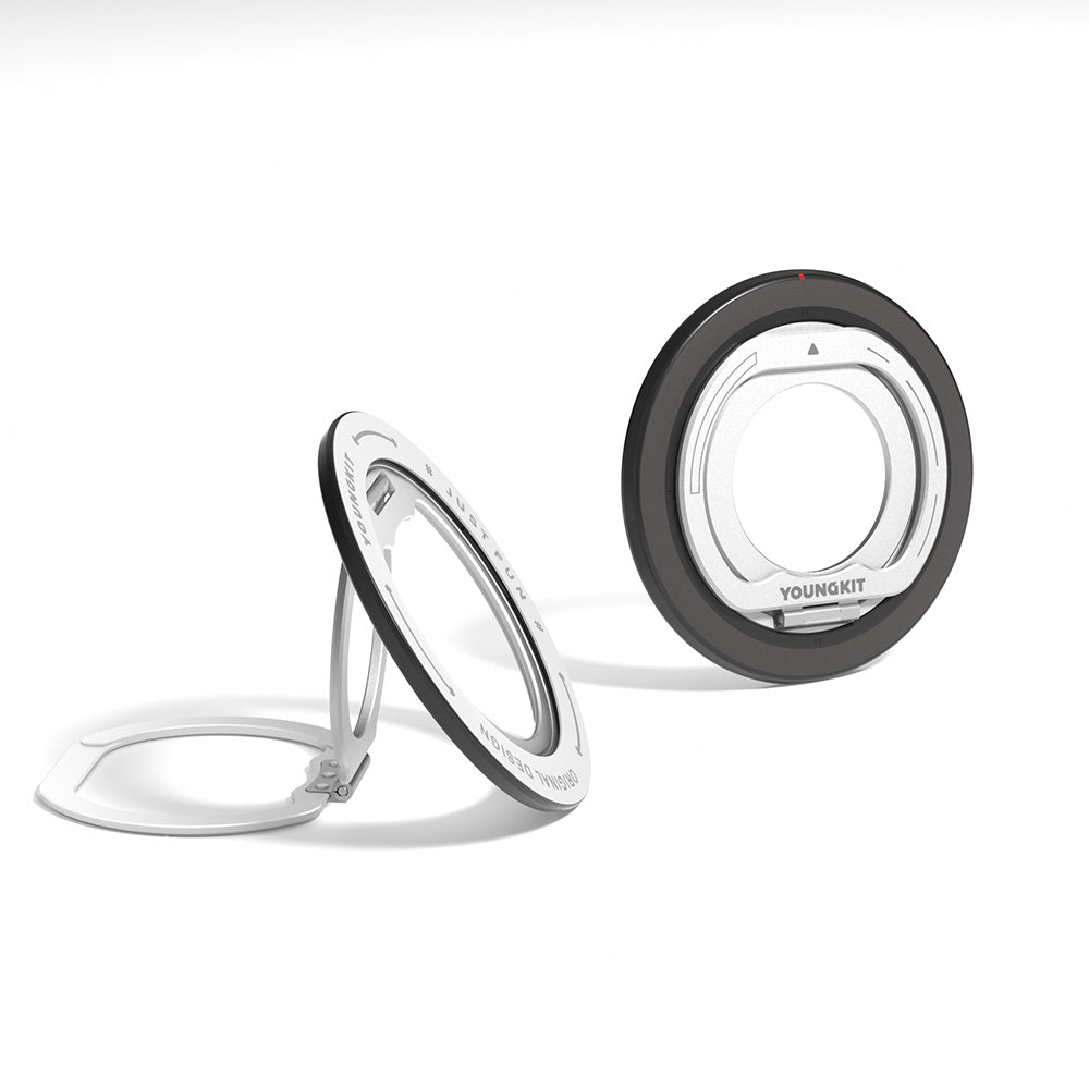 Youngkit Magnetik 360 Derece Dönebilen Dual Fold Rotating Serisi Parmak Ring Stand Siyah