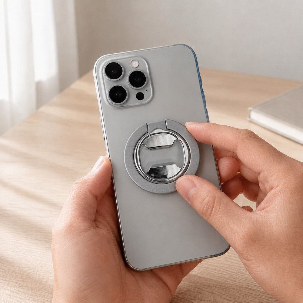 Zore Paris M10 Magnetik Standlı Şişe Açacaklı Ring Telefon Tutucu Gümüş