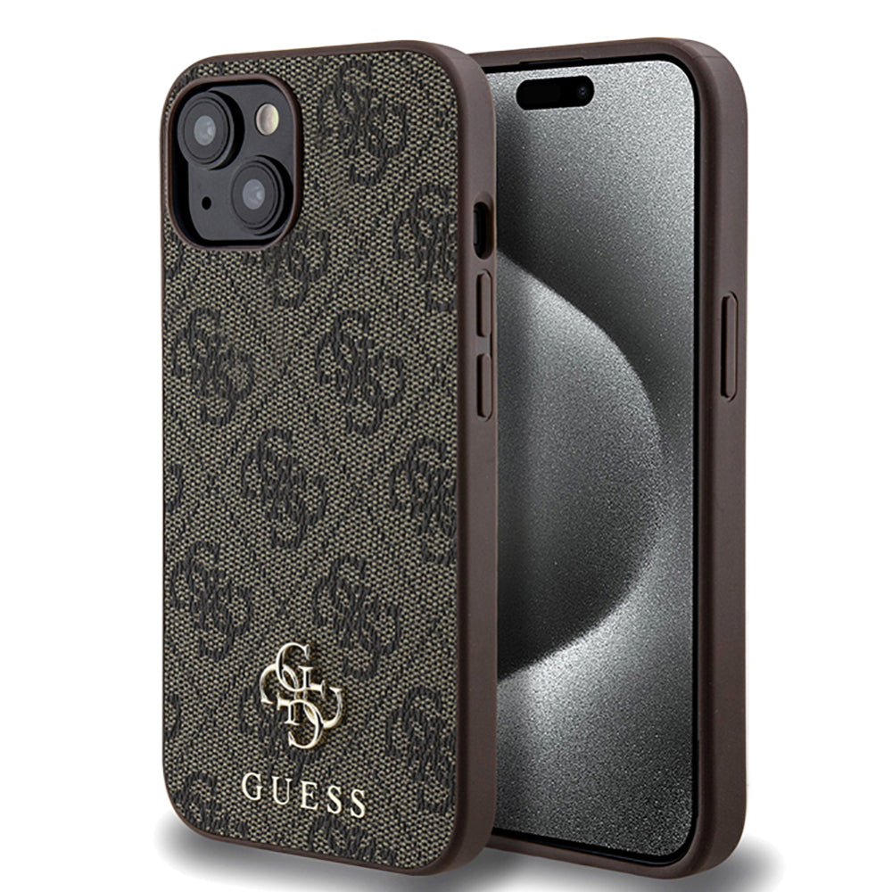 GUESS iPhone 15 Orjinal Lisanslı Magsafe Şarj Özellikli Small 4G Classic Kahverengi Kılıf