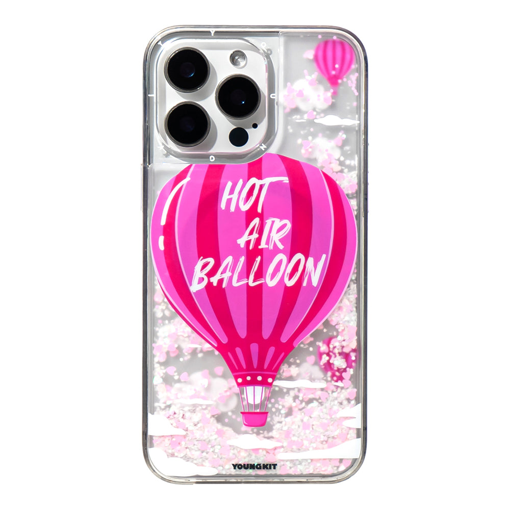 YOUNGKIT iPhone 16 Pro Max Magsafe Şarj Özellikli Parlak Kumlu Sıvılı Pink Dream Quicksand Serisi Pembe Kılıf