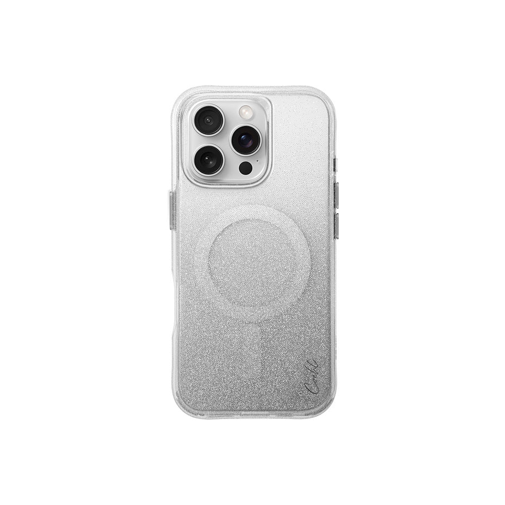 COEHL iPhone 16 Pro Magsafe Şarj Özellikli Simli Arka Yüzey Askı İpi Aparatlı Lumino Gri Kılıf