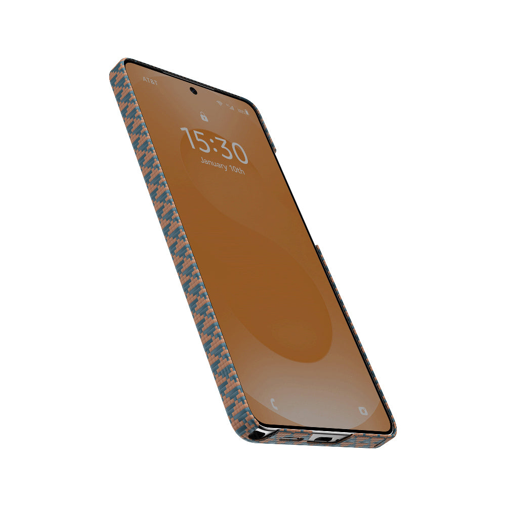 Galaxy S26 Ultra Kılıf M-safe Şarj Özellikli Raptic Aramid Skin Origin Serisi Kapak Gold-Mavi