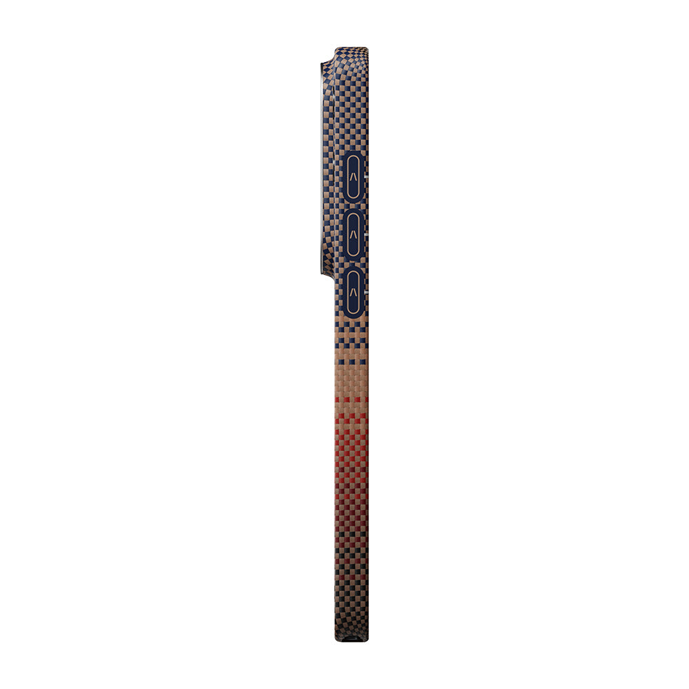Galaxy S26 Ultra Kılıf M-safe Şarj Özellikli Aramid Fiber Pitaka Tactile Woven Sunset-Moonrise Serisi Kapak Kahverengi