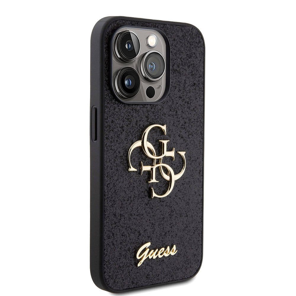 Guess Orjinal Lisanslı 4G Büyük Metal Logolu Glitter Siyah Kapak - enzaksesuar