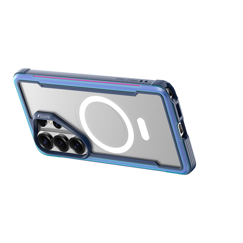 Galaxy S26 Ultra Kılıf M-safe Şarj Özellikli Airbagli Raptic Shield Serisi Şeffaf Arka Yüzey Kapak Mavi