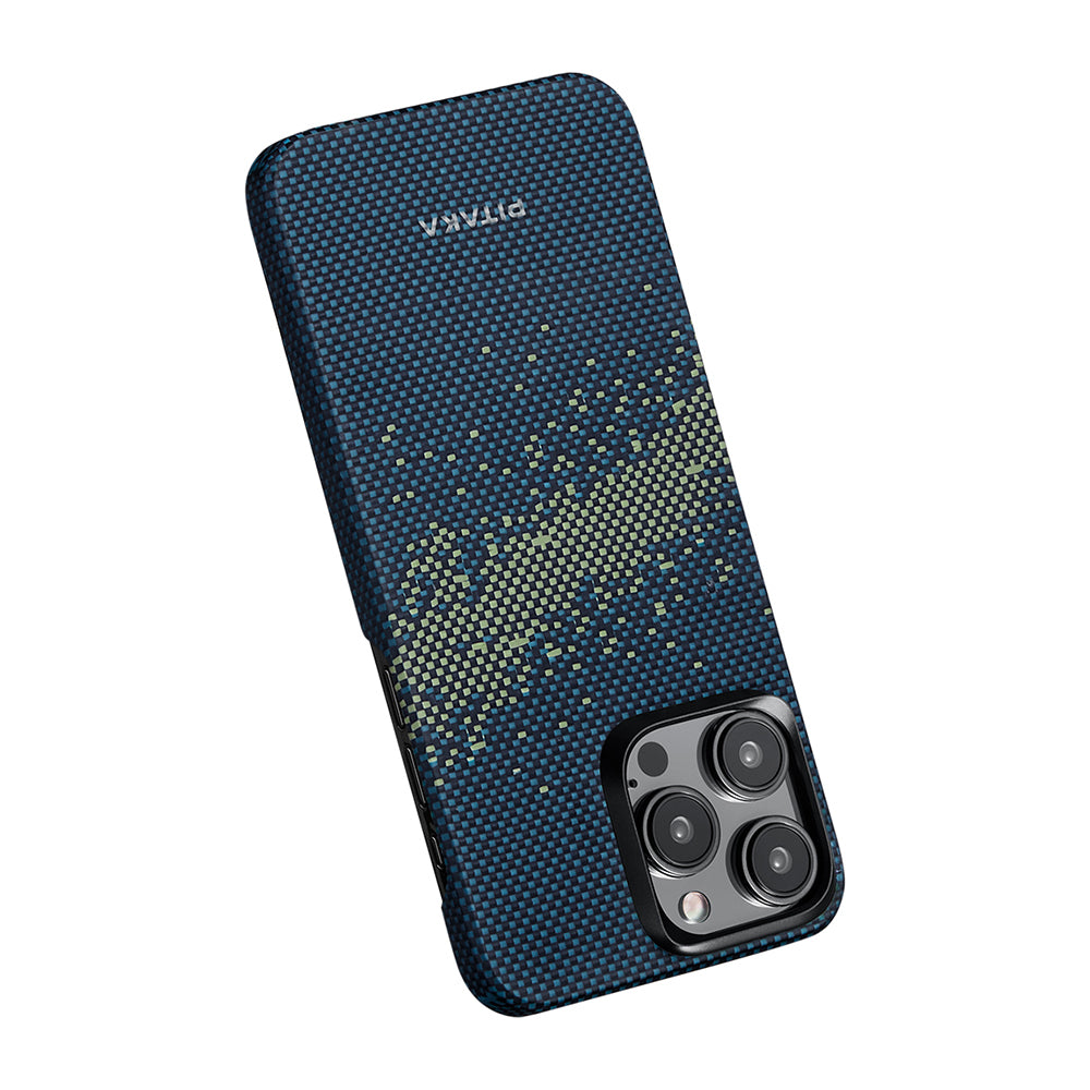 PİTAKA Magsafe Şarj Özellikli İPhone 15 Pro Aramid Fiber Pitaka Tactile Woven Starpeak Serisi Milky Way Galaxy Kılıf