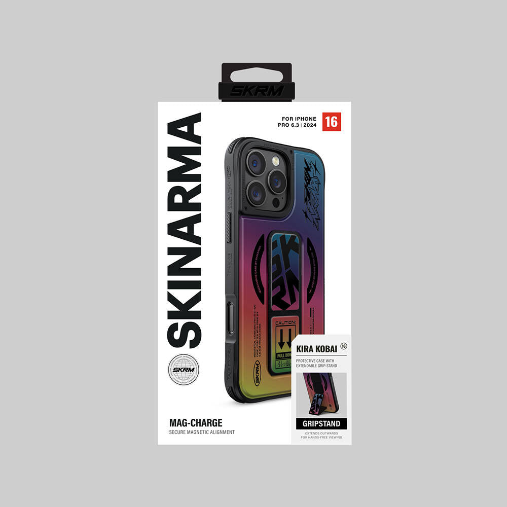 Magsafe Şarj Özellikli Holografik Tasarımlı Standlı Deri Görünümlü Skinarma Kira Kobai Colorful Kapak - enzaksesuar