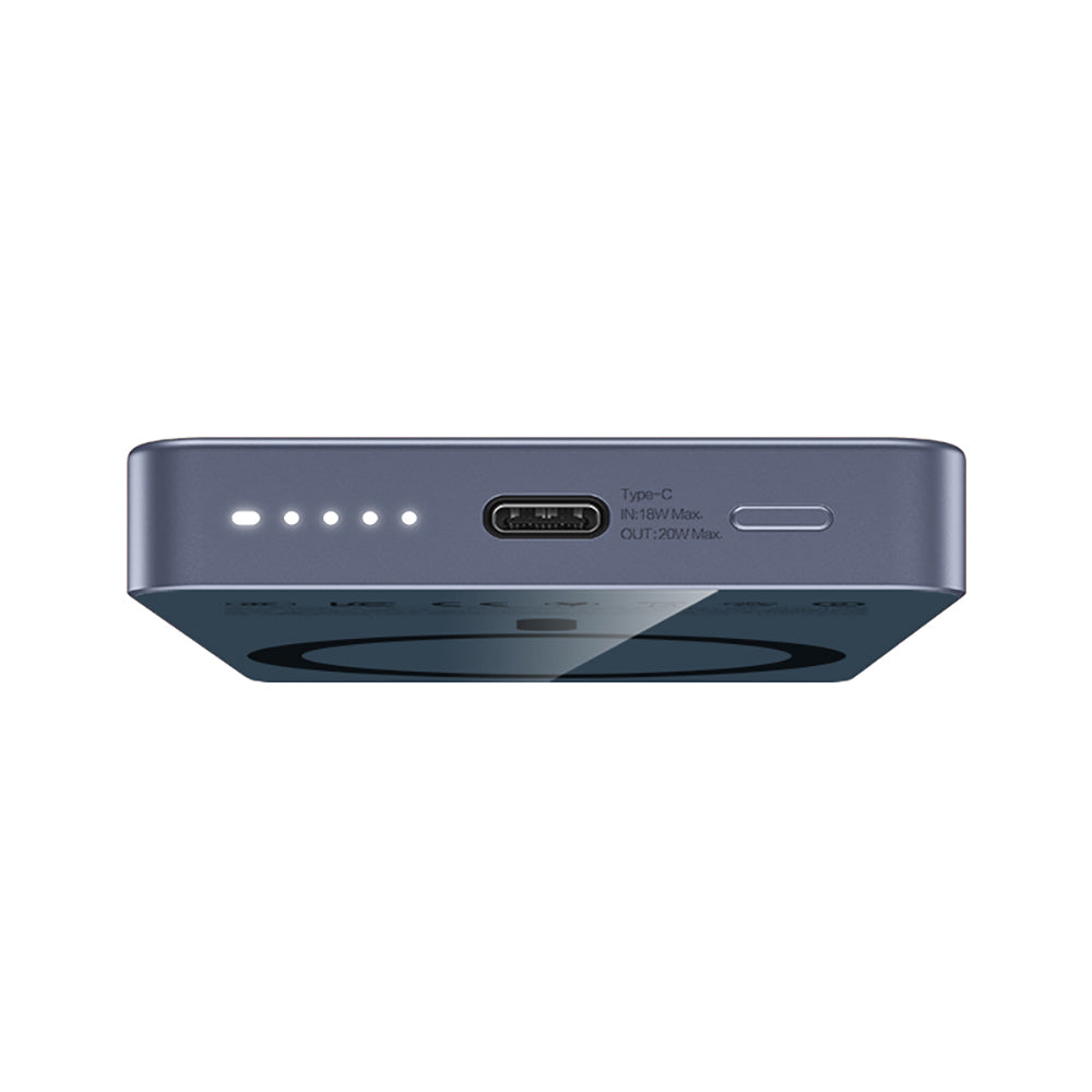 Recci RPB-W36 Ultra İnce PD 20W Hızlı Şarj Özellikli Wireless Powerbank 15W 10000mAh Mavi