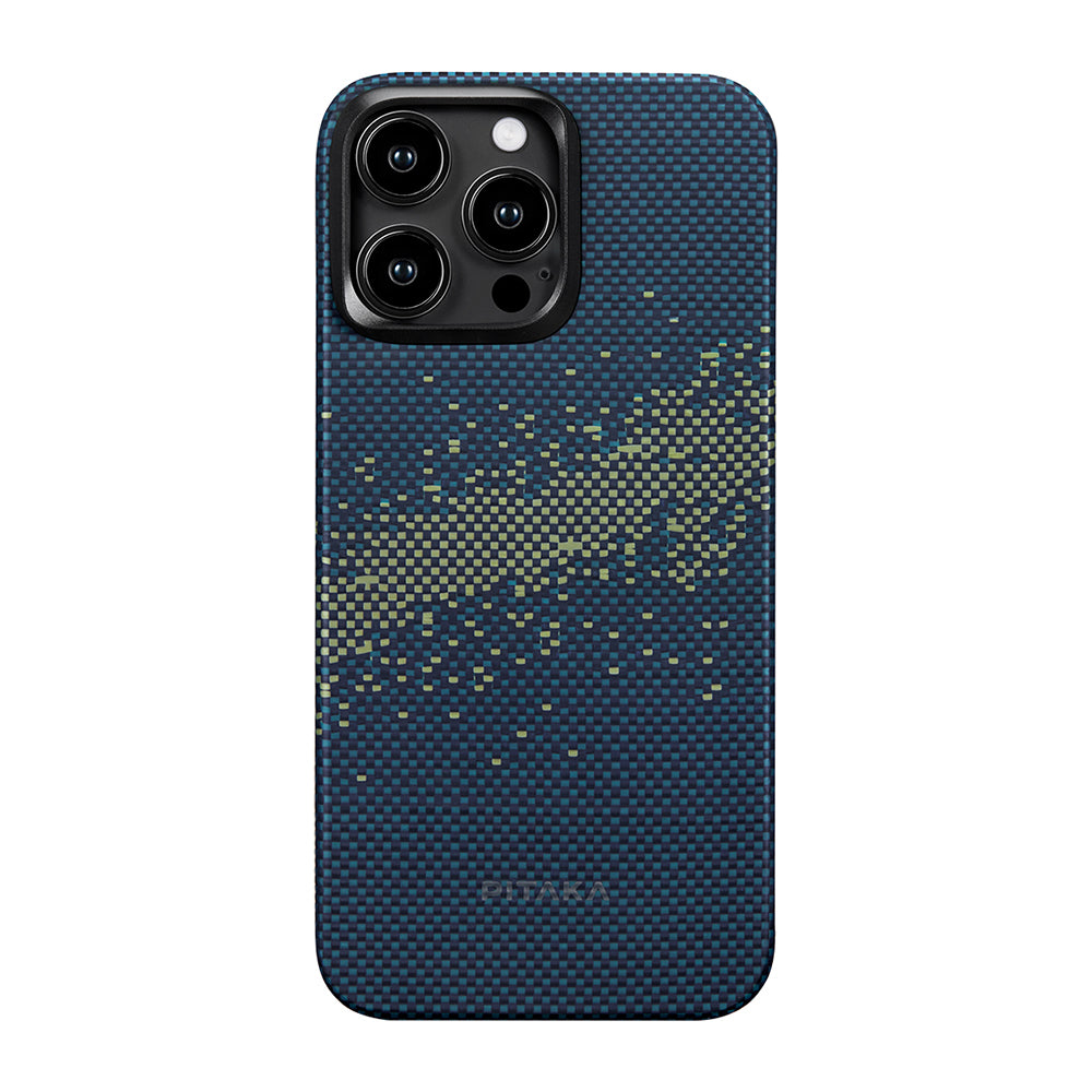 PİTAKA Magsafe Şarj Özellikli İPhone 15 Pro Max Aramid Fiber Pitaka Tactile Woven Starpeak Serisi Milky Way Galaxy Kılıf