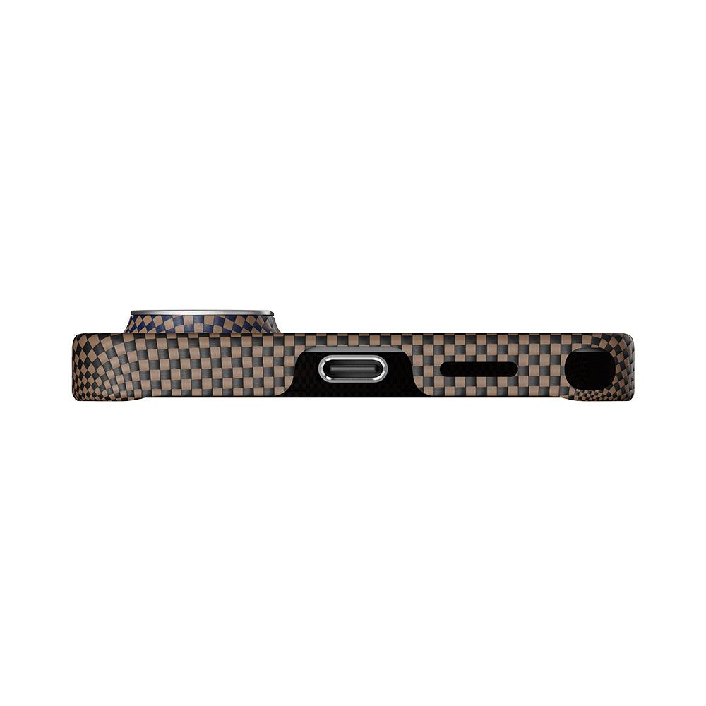 Galaxy S26 Ultra Kılıf M-safe Şarj Özellikli Aramid Fiber Pitaka Tactile Woven Sunset-Moonrise Serisi Kapak Kahverengi