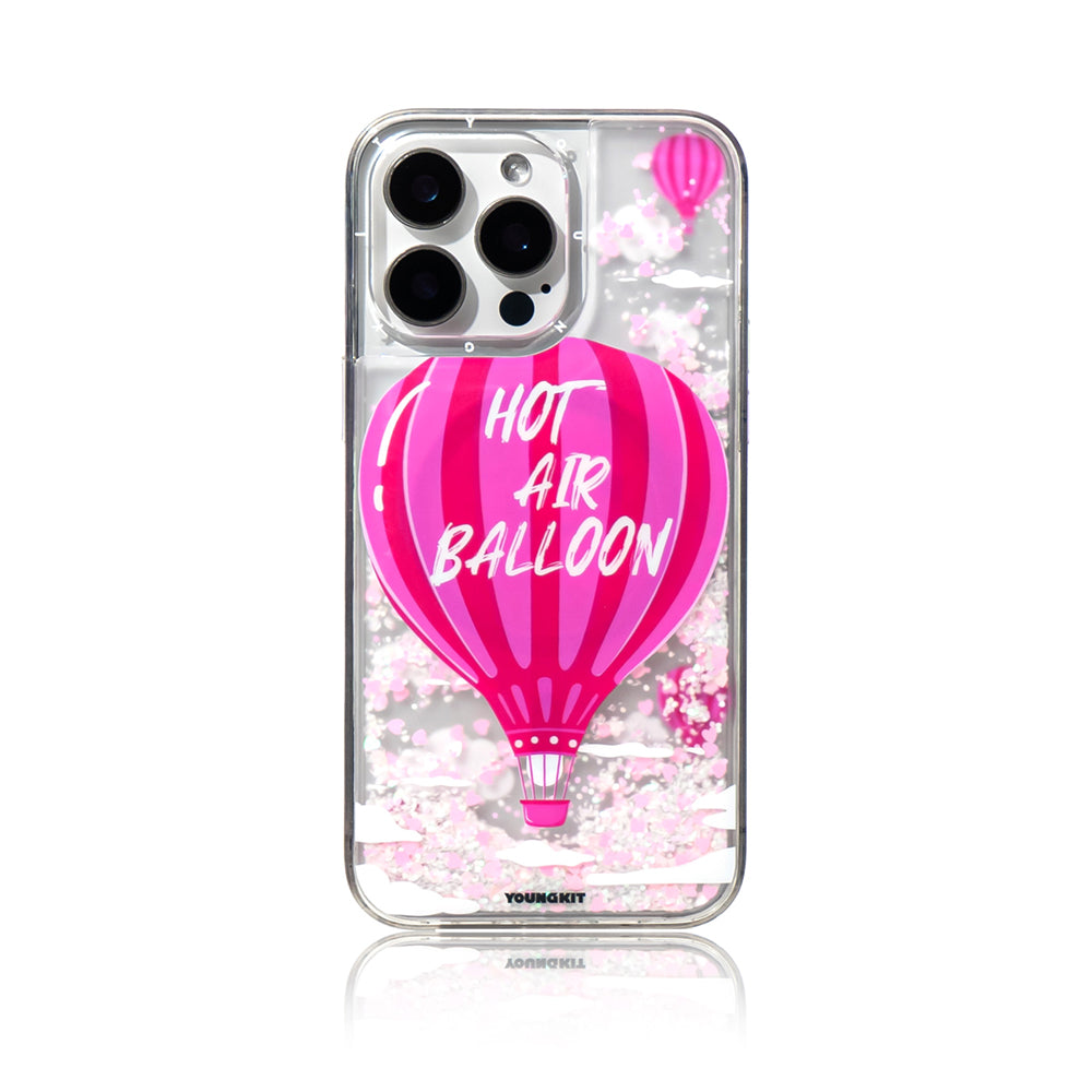 YOUNGKIT iPhone 16 Pro Max Magsafe Şarj Özellikli Parlak Kumlu Sıvılı Pink Dream Quicksand Serisi Pembe Kılıf