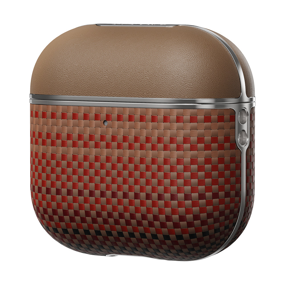 Apple Airpods 4. Nesil Kılıf Aramid Fiber Pitaka Tactile Woven Sunset-Moonrise Serisi Sunset Kapak Kahverengi