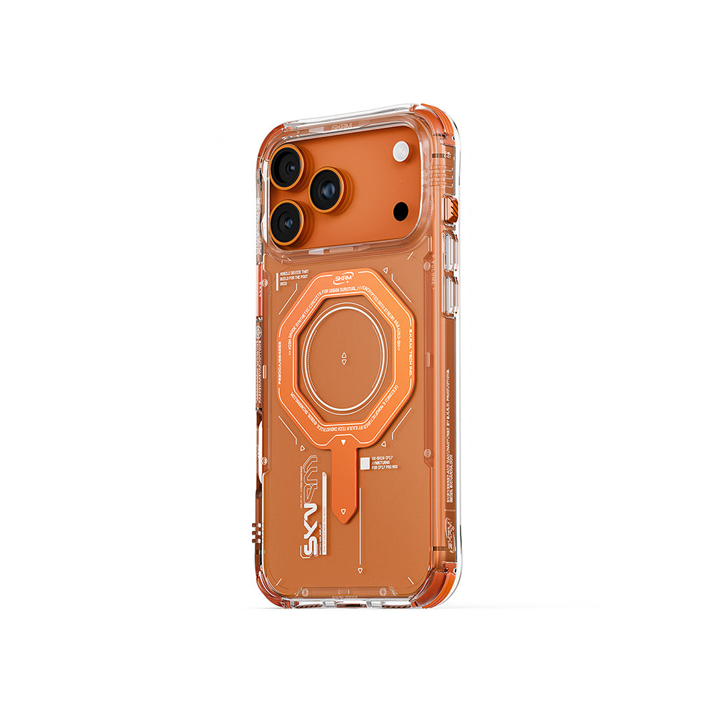 Apple iPhone 17 Pro Max Kılıf SkinArma M-safe Şarj Özellikli Airbag Tasarımlı Magma Kapak Turuncu