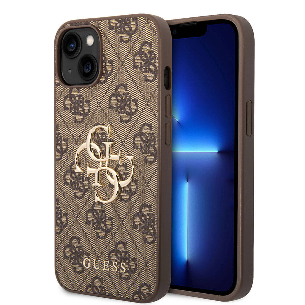 Guess Orjinal Lisanslı PU Deri Yazı ve 4G Metal Logolu Desenli Kahverengi Kapak - enzaksesuar