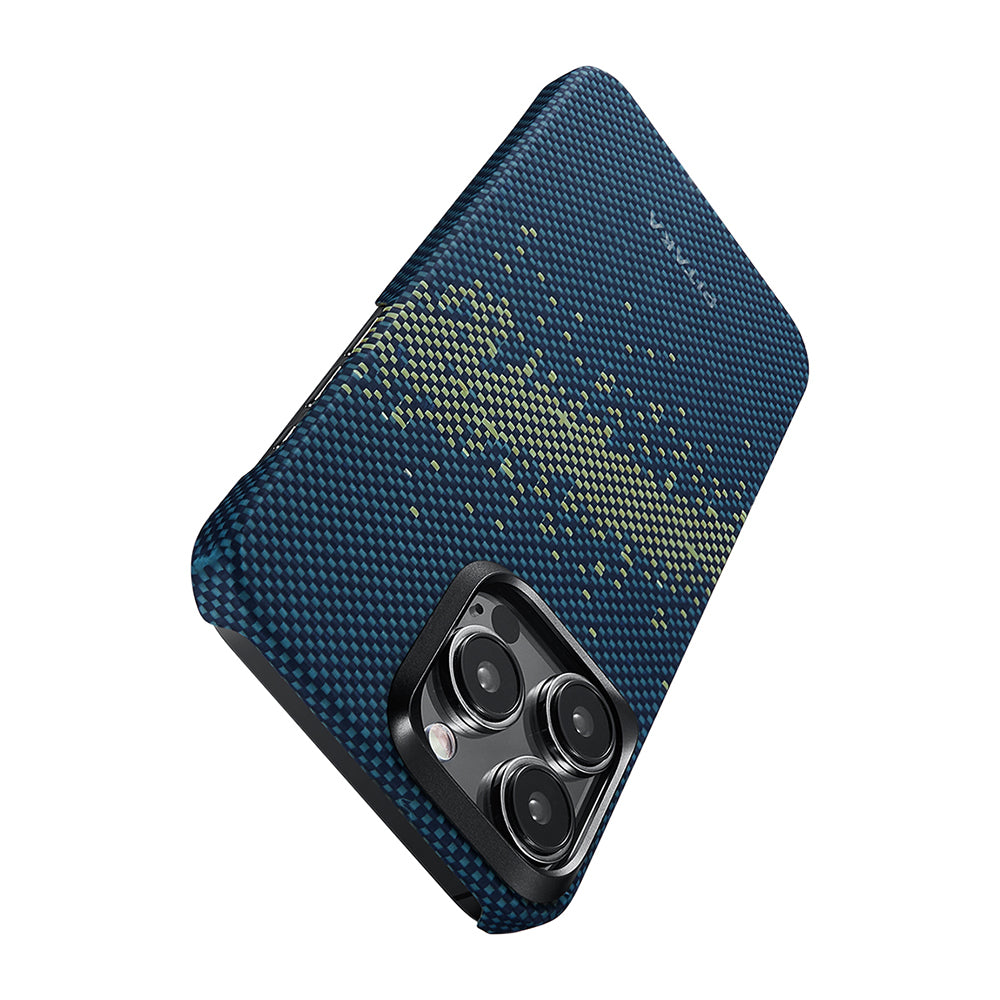 PİTAKA Magsafe Şarj Özellikli İPhone 15 Pro Aramid Fiber Pitaka Tactile Woven Starpeak Serisi Milky Way Galaxy Kılıf