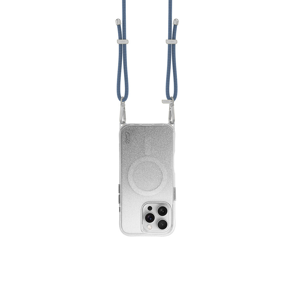 COEHL iPhone 16 Pro Magsafe Şarj Özellikli Simli Arka Yüzey Askı İpi Aparatlı Lumino Gri Kılıf