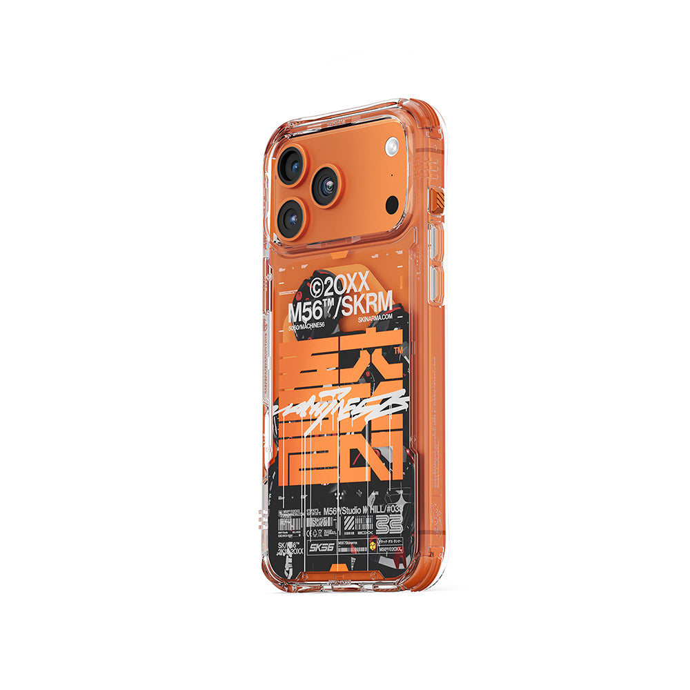 Apple iPhone 17 Pro Max Kılıf Skinarma M-Safe Şarj Özellikli IML Baskılı X M56 Kapak Turuncu