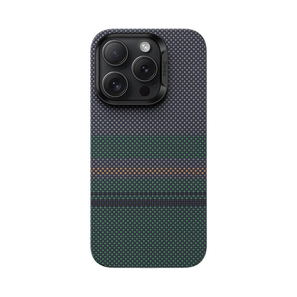 BENKS iPhone 16 Pro  Magsafe Şarj Özellikli Karbon Fiber Tasarımlı Aurora ArmorAir Kevlar Kılıf