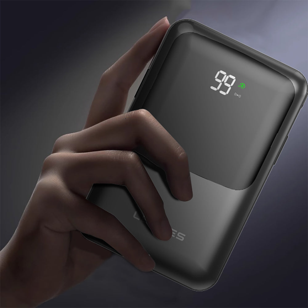 Lenyes PW223D Dijital LED Göstergeli Kablosuz Şarj Özellikli Type-C ve Lightning Kablolu Powerbank 22.5W 20.000mAh