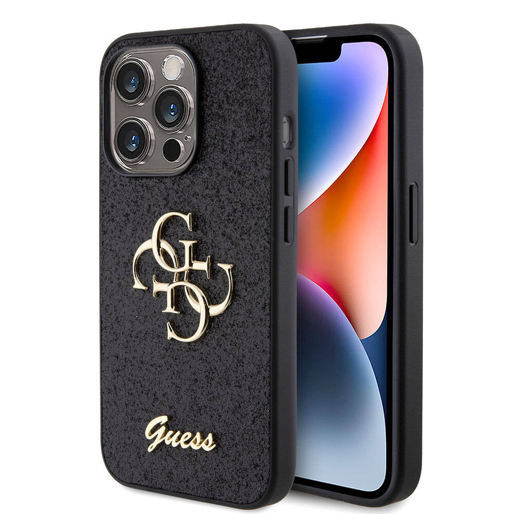 Guess Orjinal Lisanslı 4G Büyük Metal Logolu Glitter Siyah Kapak - enzaksesuar