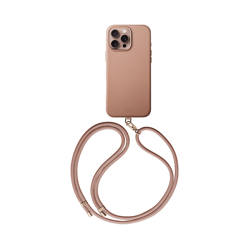 COEHL iPhone 16 Pro Magsafe Şarj Özellikli Soft Arka Yüzey Askı İpli Coehl Muse Kum Pembe Kılıf