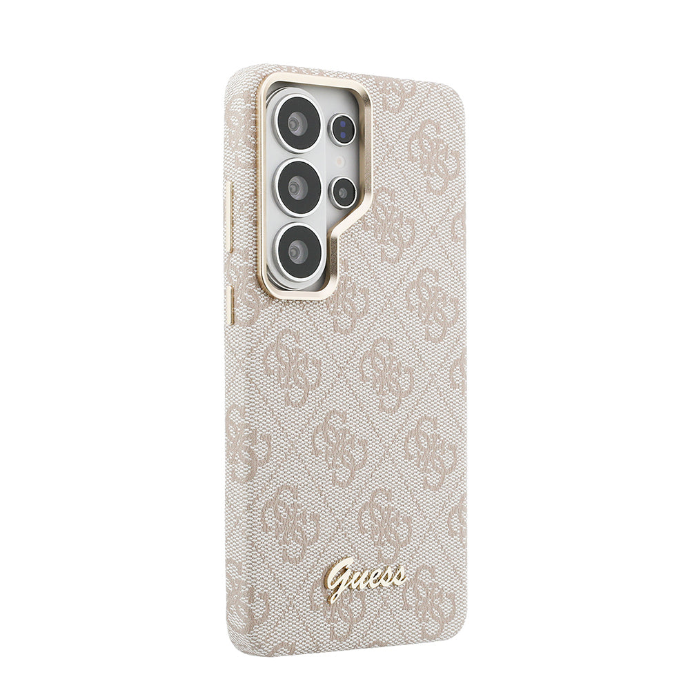 Galaxy S26 Ultra Kılıf Guess Orjinal Lisanslı M-safe Şarj Özellikli Script Yazı Logolu 4G Desenli Kapak Pembe