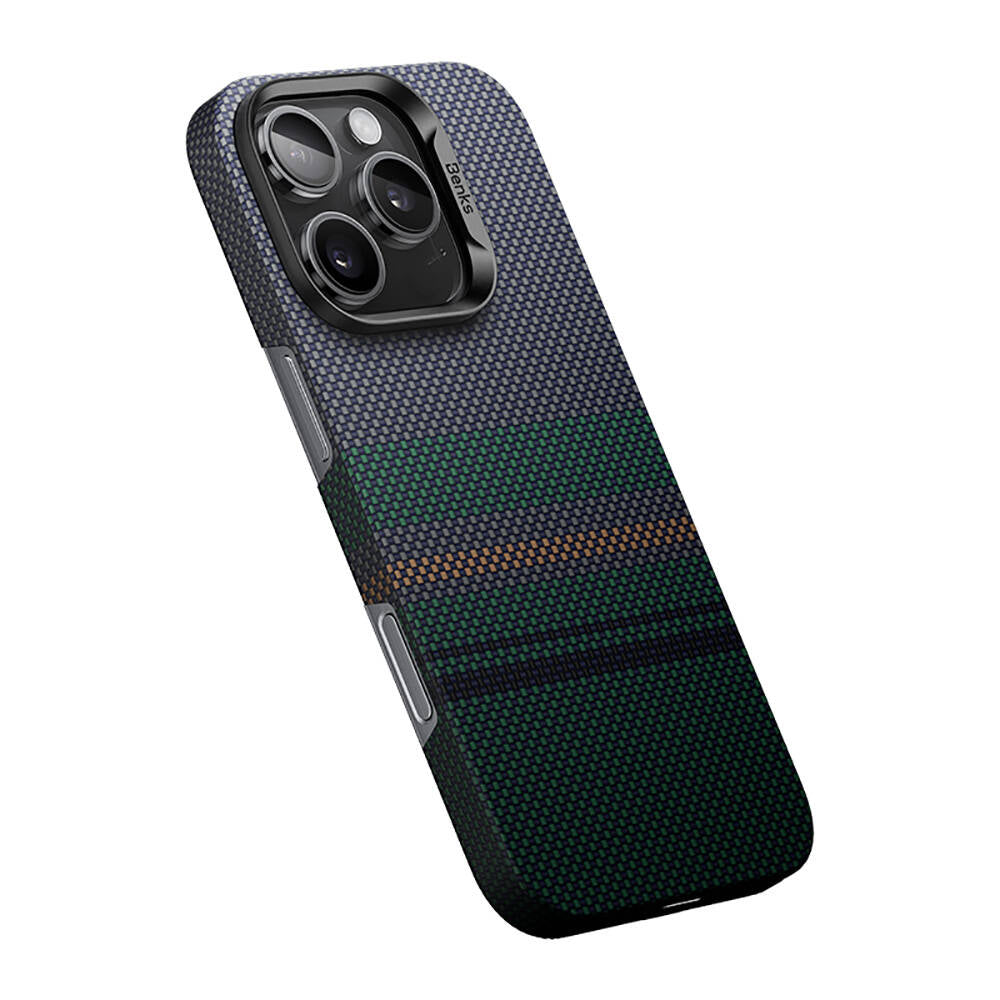 BENKS iPhone 16 Pro  Magsafe Şarj Özellikli Karbon Fiber Tasarımlı Aurora ArmorAir Kevlar Kılıf