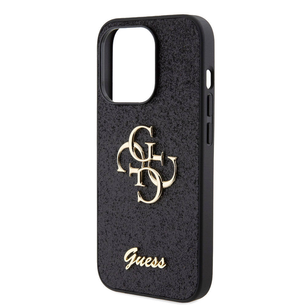 Guess Orjinal Lisanslı 4G Büyük Metal Logolu Glitter Siyah Kapak - enzaksesuar